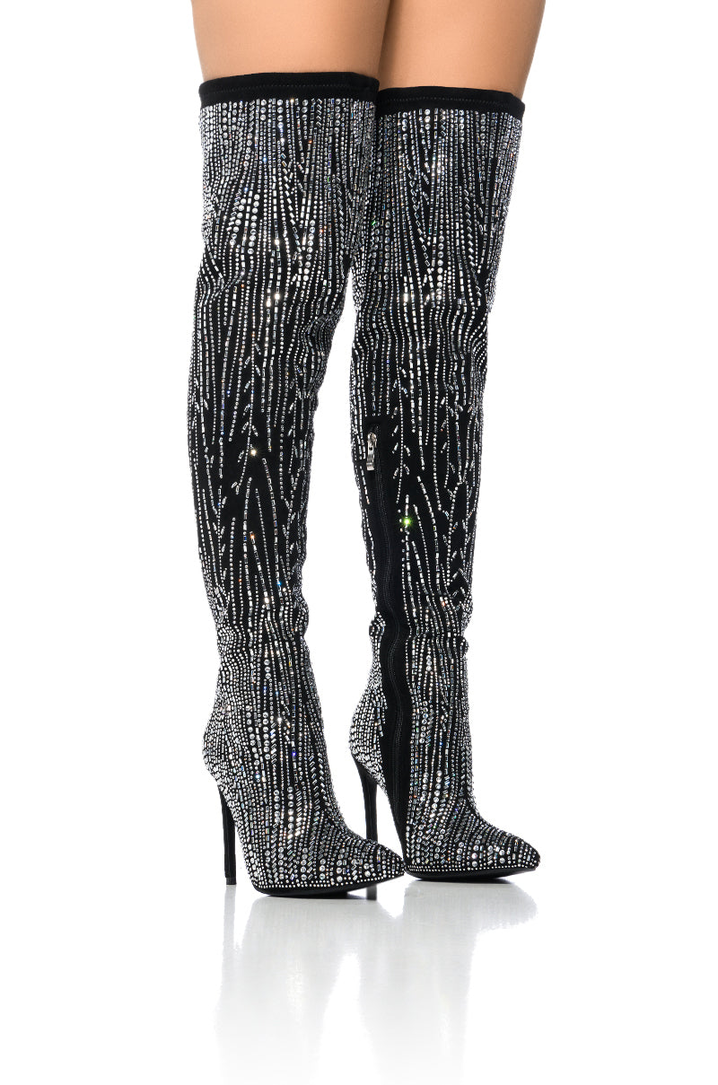 AZALEA WANG ANALIA RHINESTONE SPARKLE STILETTO BOOT IN BLACK view 0