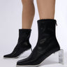 Front View Azalea Wang Anant Black Metal Outsole Bootie