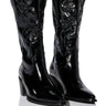 Front View Azalea Wang Andrea Chunky Western Boot In Black