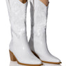 Front View Azalea Wang Andrea Chunky Western Boot In White