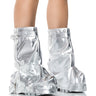 Front View Azalea Wang Angela Silver Foldover Flat Bootie