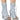 Front View Azalea Wang Annalise Light Wash Denim Peep Toe Bootie