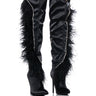 Front View Azalea Wang Aoife Black Feather Boot