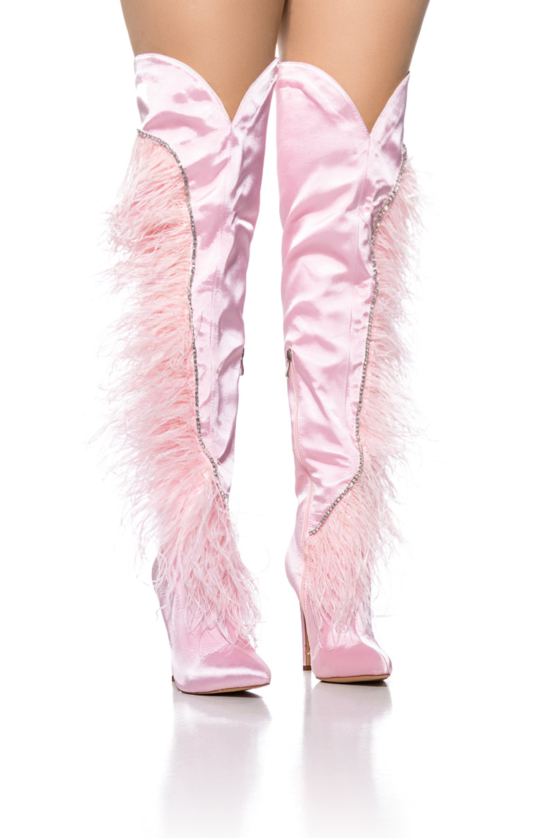 AZALEA WANG AOIFE PINK FEATHER BOOT view 0