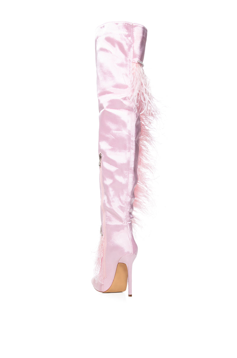 Detail View Azalea Wang Aoife Pink Feather Boot