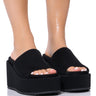 Front View Azalea Wang Aquaria Flatform Sandal In Black