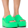 Front View Azalea Wang Aquaria Flatform Sandal In Green