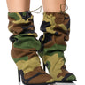 Front View Azalea Wang Ariella Slouch Stiletto Bootie In Camo