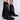 Front View Azalea Wang Armory Embossed Faux Leather Black Cowboy Bootie