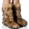 Front View Azalea Wang Aspen Furry Brown Multi Bootie