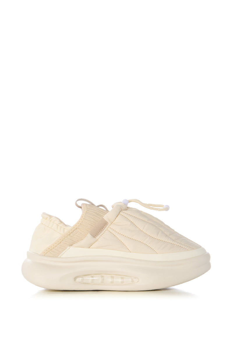 Side View Azalea Wang Asteroid Futuristic Puffer Sneaker In Cream 2