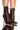 Front View Azalea Wang Astoria Lace Up Stiletto Bootie In Brown Croc