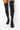 Front View Azalea Wang Attention On Me Fitted Over The Knee Flat Boot in Black Pu