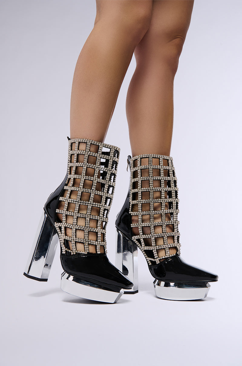 AZALEA WANG AURI BLACK CAGED BOOTIE view 0