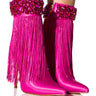 Front View Azalea Wang Averi Embellished Fringe Bootie In Pink