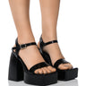 Front View Azalea Wang Avila Chunky Patent Sandal In Black