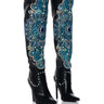 Front View Azalea Wang Axelle Embellished Over The Knee Boot In Black Blue