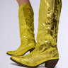 Front View Azalea Wang Ayanna Gold Cowboy Boot