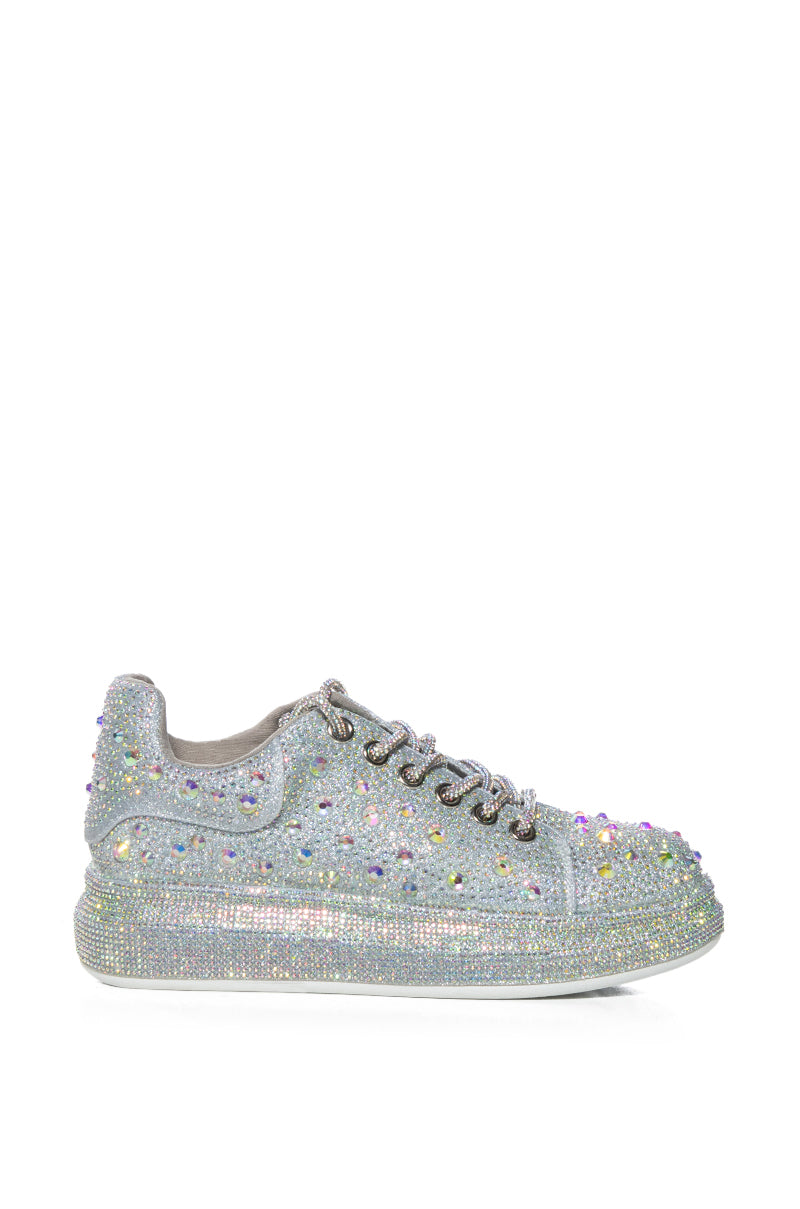 AZALEA WANG AZURE SILVER RHINESTONE SNEAKER view 0