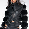 Front View Azalea Wang Babette Faux Fur Moto