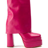 Front View Azalea Wang Baby Fold Over Chunky Boot In Pink