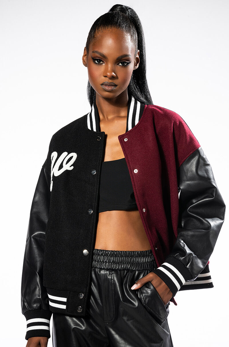 Front View Azalea Wang Back To School Varsity Bomber