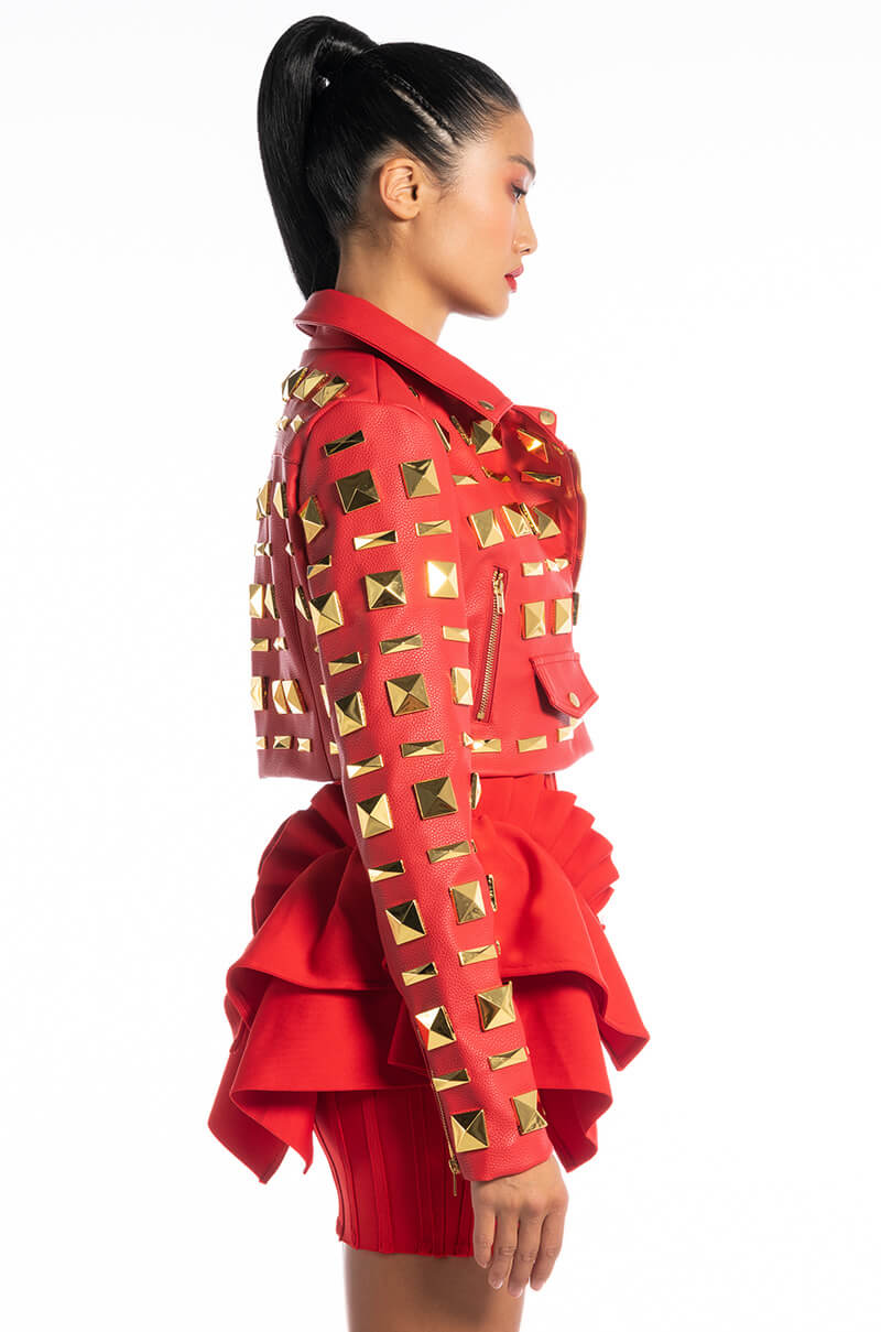 Extra View Azalea Wang Backstage Moto Jacket With Oversized Square Studs view 6