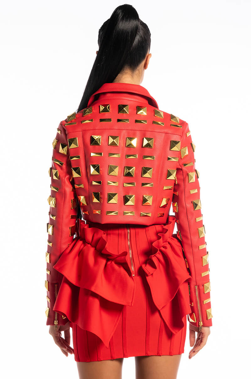 Extra View Azalea Wang Backstage Moto Jacket With Oversized Square Studs view 7