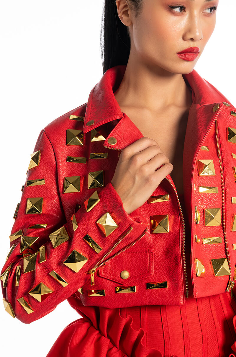 Extra View Azalea Wang Backstage Moto Jacket With Oversized Square Studs view 8