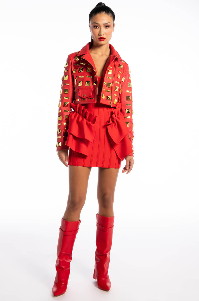 Extra View Azalea Wang Backstage Moto Jacket With Oversized Square Studs view 9
