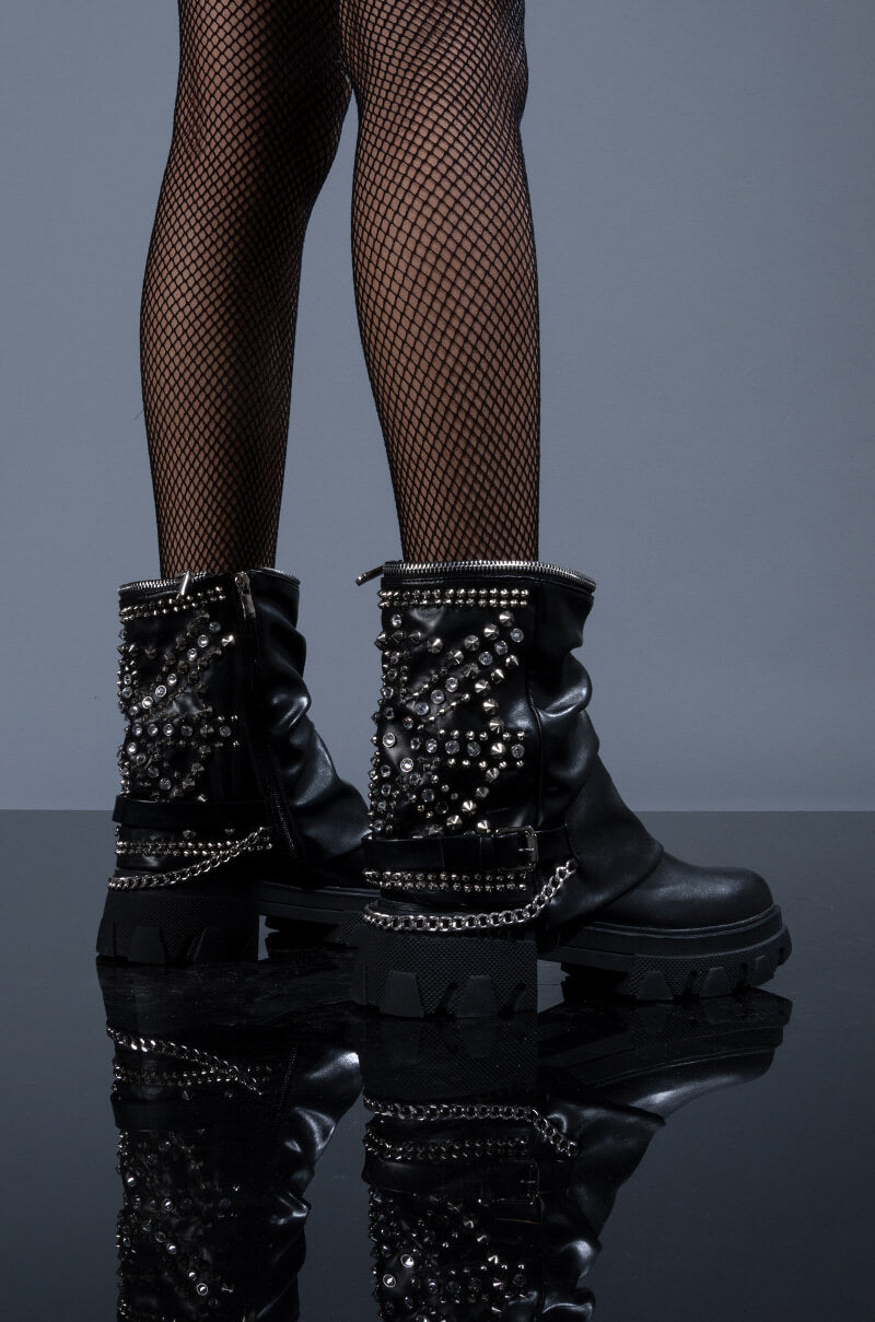 Front View Azalea Wang Baddest In The Room Flatform Bootie In Black