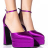 Front View Azalea Wang Baddest Of Them All Chunky Pump In Purple