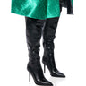 Front View Azalea Wang Baize Thigh High Black Boot