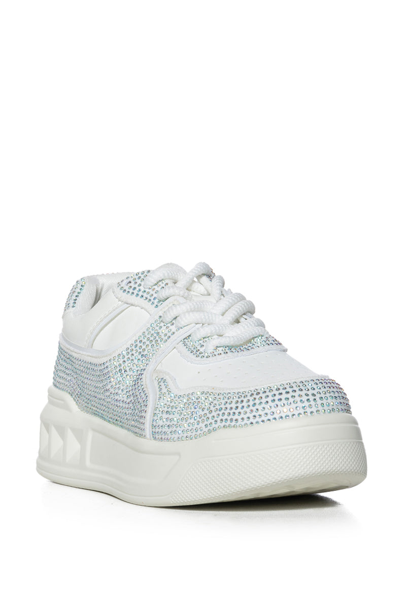 Back View Azalea Wang Ball Game Silver Rhinestone Sneaker