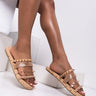 Front View Azalea Wang Ball So Hard Slip On Sandal in Nude