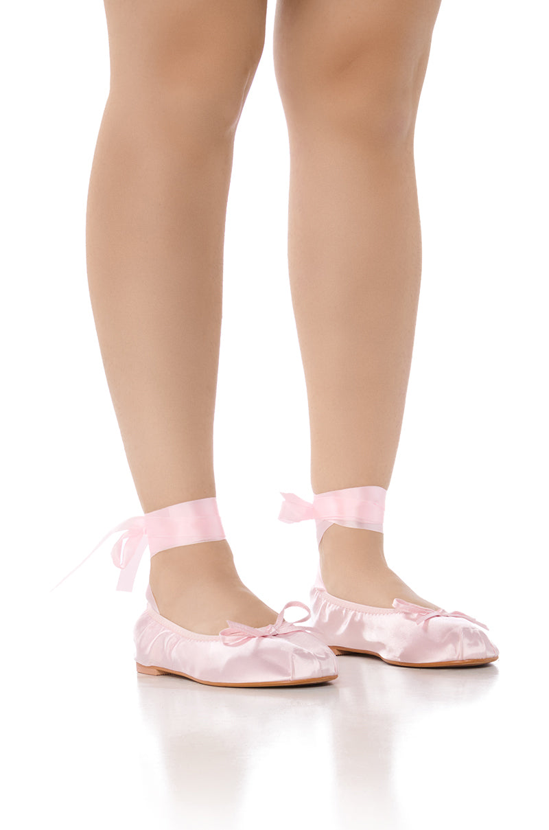 Front View Azalea Wang Ballet Tie Pink Flat