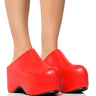 Front View Azalea Wang Balm Red Pu Clog