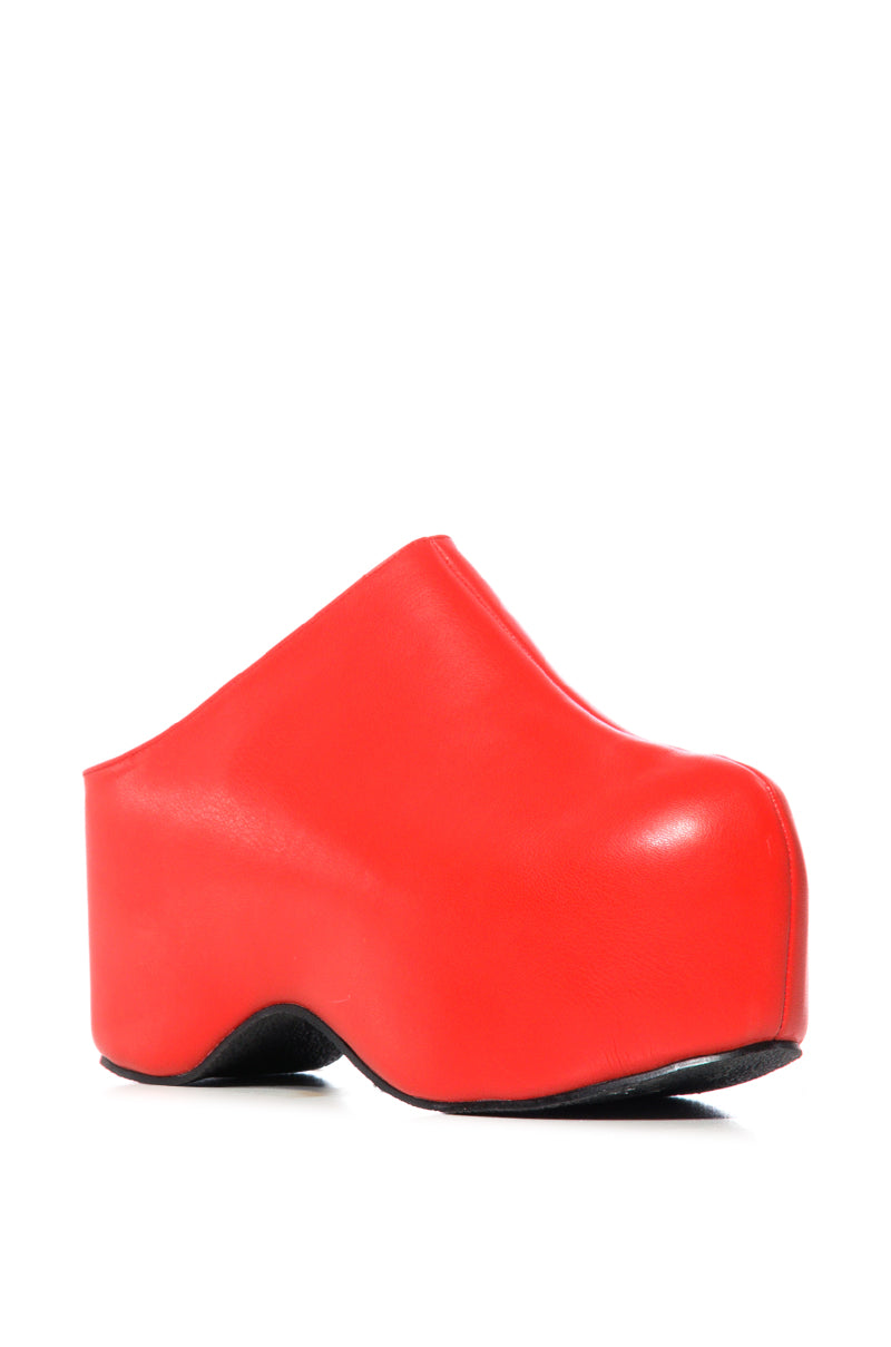 Back View Azalea Wang Balm Red Pu Clog