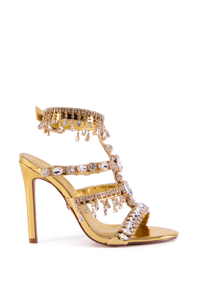 Back View Azalea Wang Baptista Gold Sandal 1