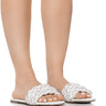 Front View Azalea Wang Baron Embellished Flat Sandal In White