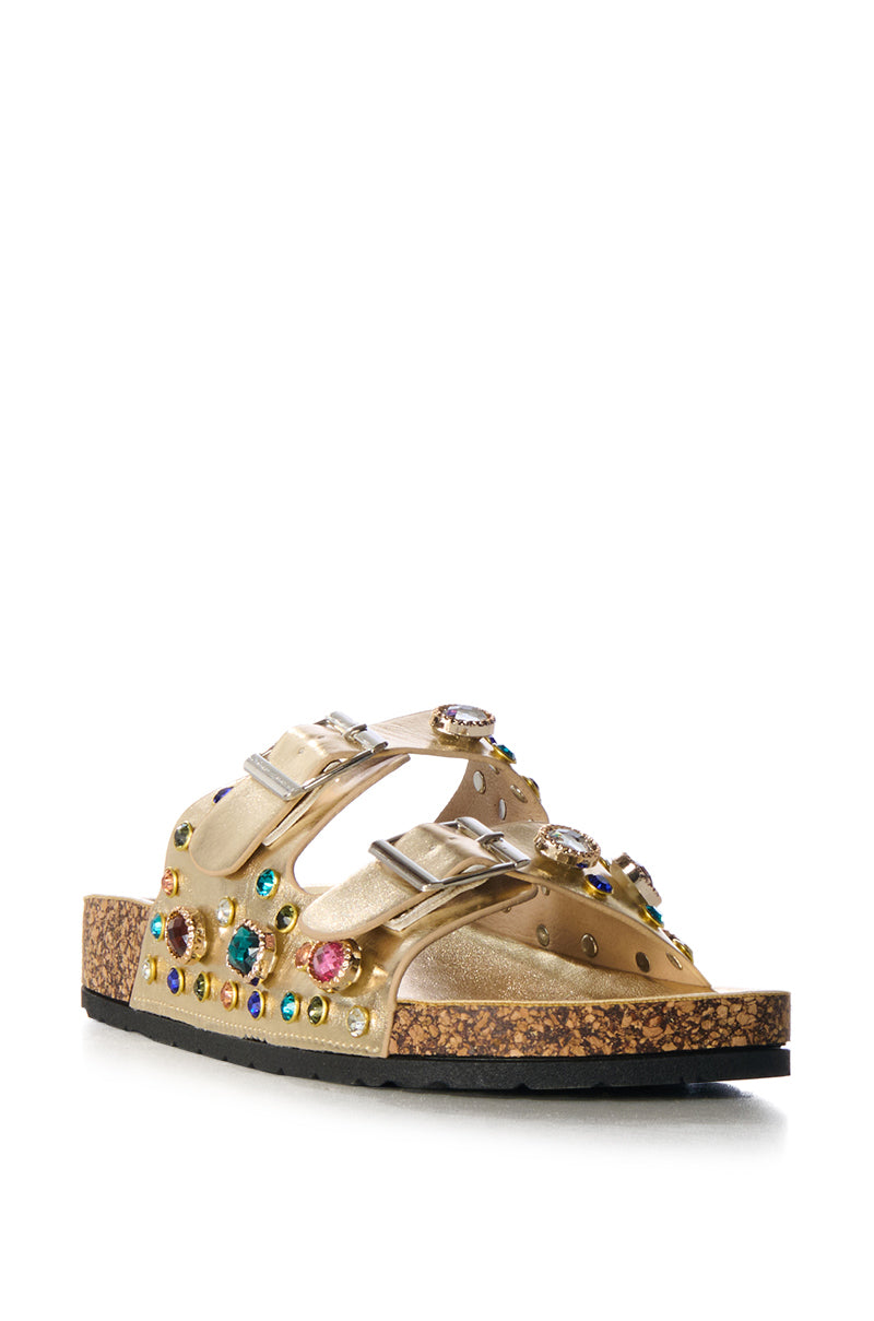 Detail View Azalea Wang Bayleaves Gold Embellished Sandal 13