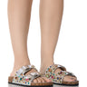 Front View Azalea Wang Bayleaves Silver Embellished Sandal