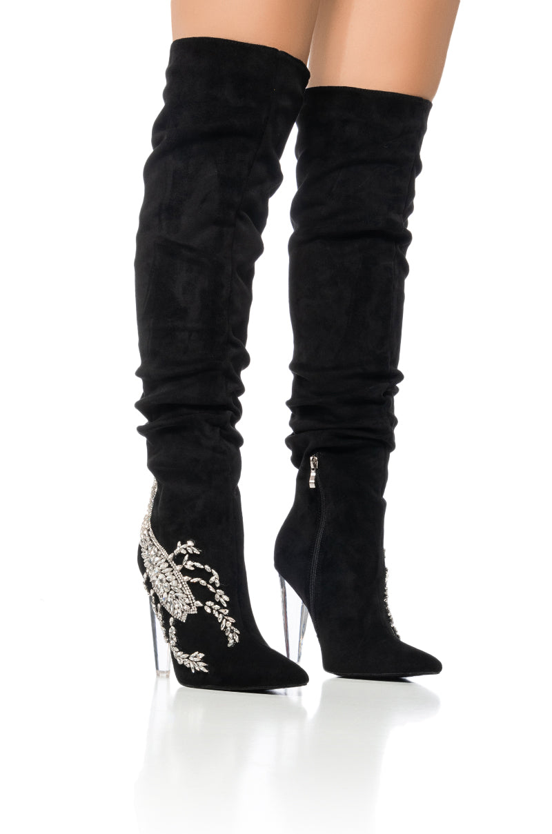 Front View Azalea Wang Baylin Black Boot With Scorpio Detail