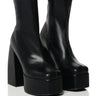 Front View Azalea Wang Be Your Girl Chunky Platform Bootie With Four Way Stretch In Black