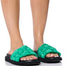 Front View Azalea Wang Bee Flat Sandal In Green