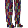 Front View Azalea Wang Belen Multi Checkerboard Rhinestone Detail Boot