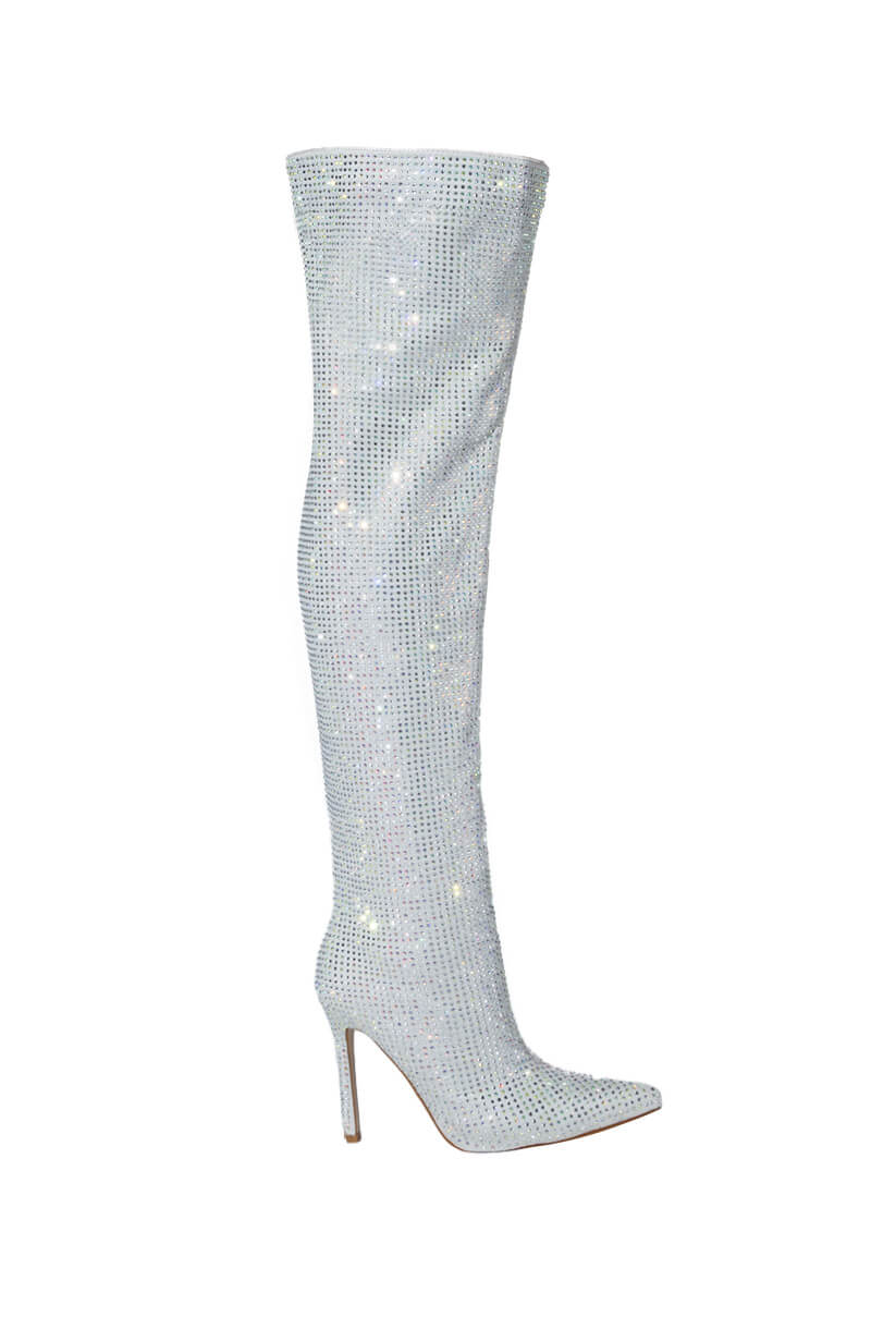 Full View Azalea Wang Bella Bling Stiletto Boot In Silver 7