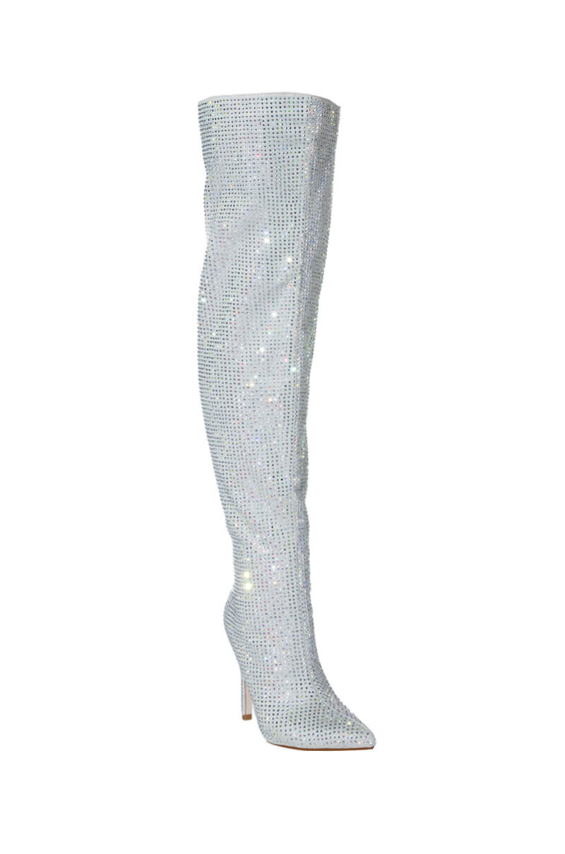 Extra View Azalea Wang Bella Bling Stiletto Boot In Silver 8