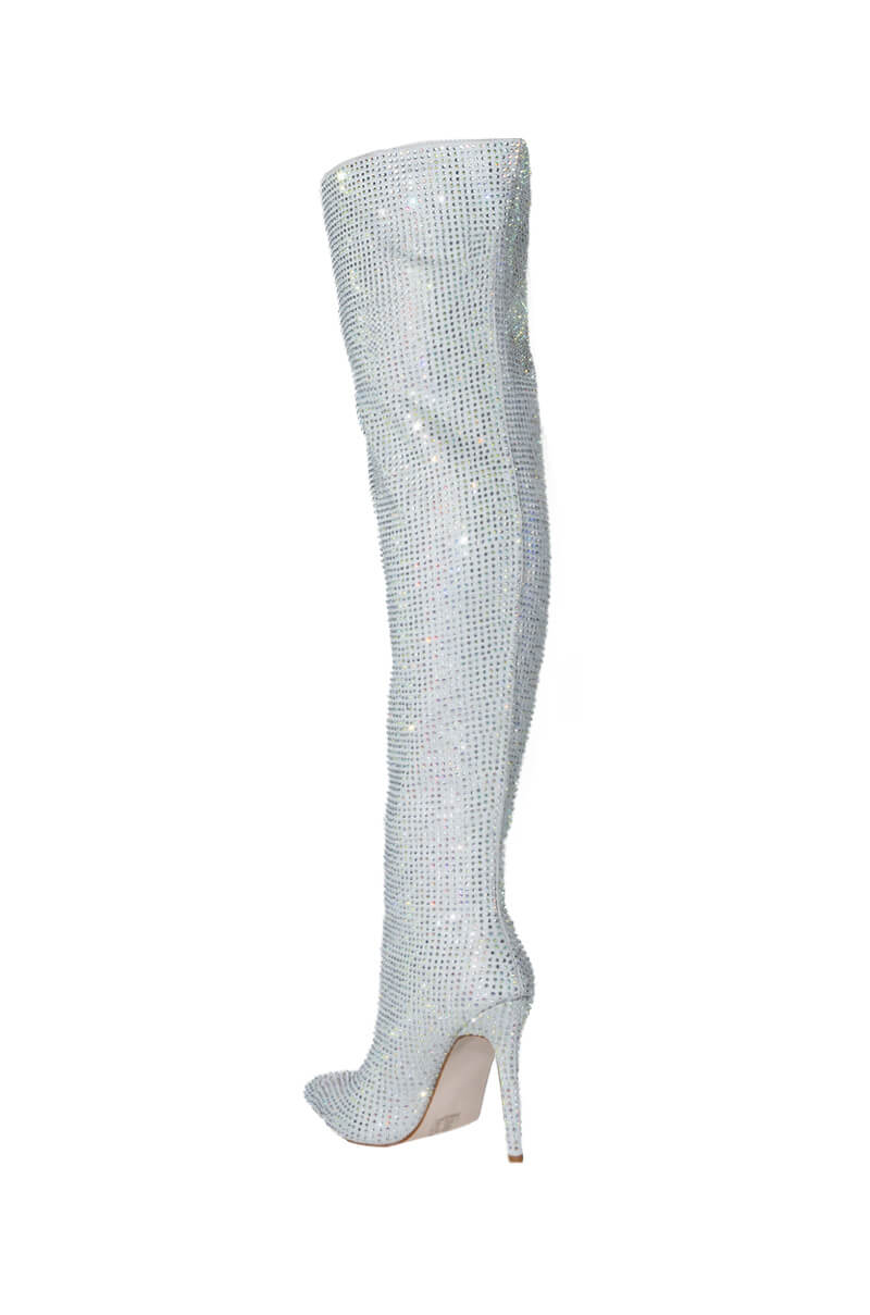 Extra View Azalea Wang Bella Bling Stiletto Boot In Silver 9