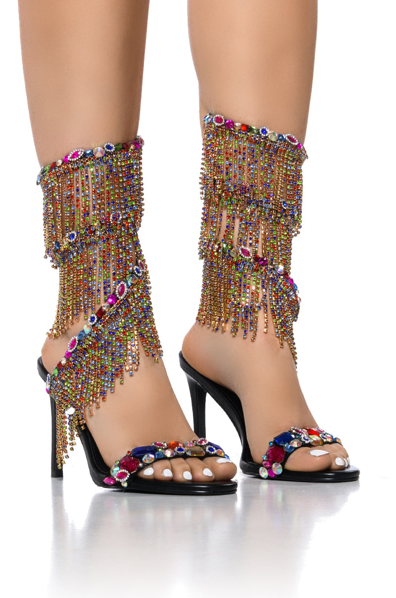 Front View Azalea Wang Bellatrix Embellished Sandal In Multi